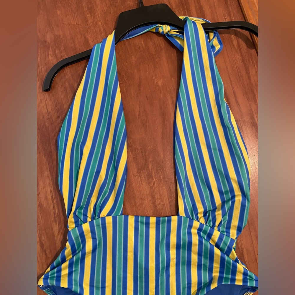 Mango x Simon Miller Multi-Colored Striped Wrap One Piece Swimsuit Size M - Picture 10 of 13